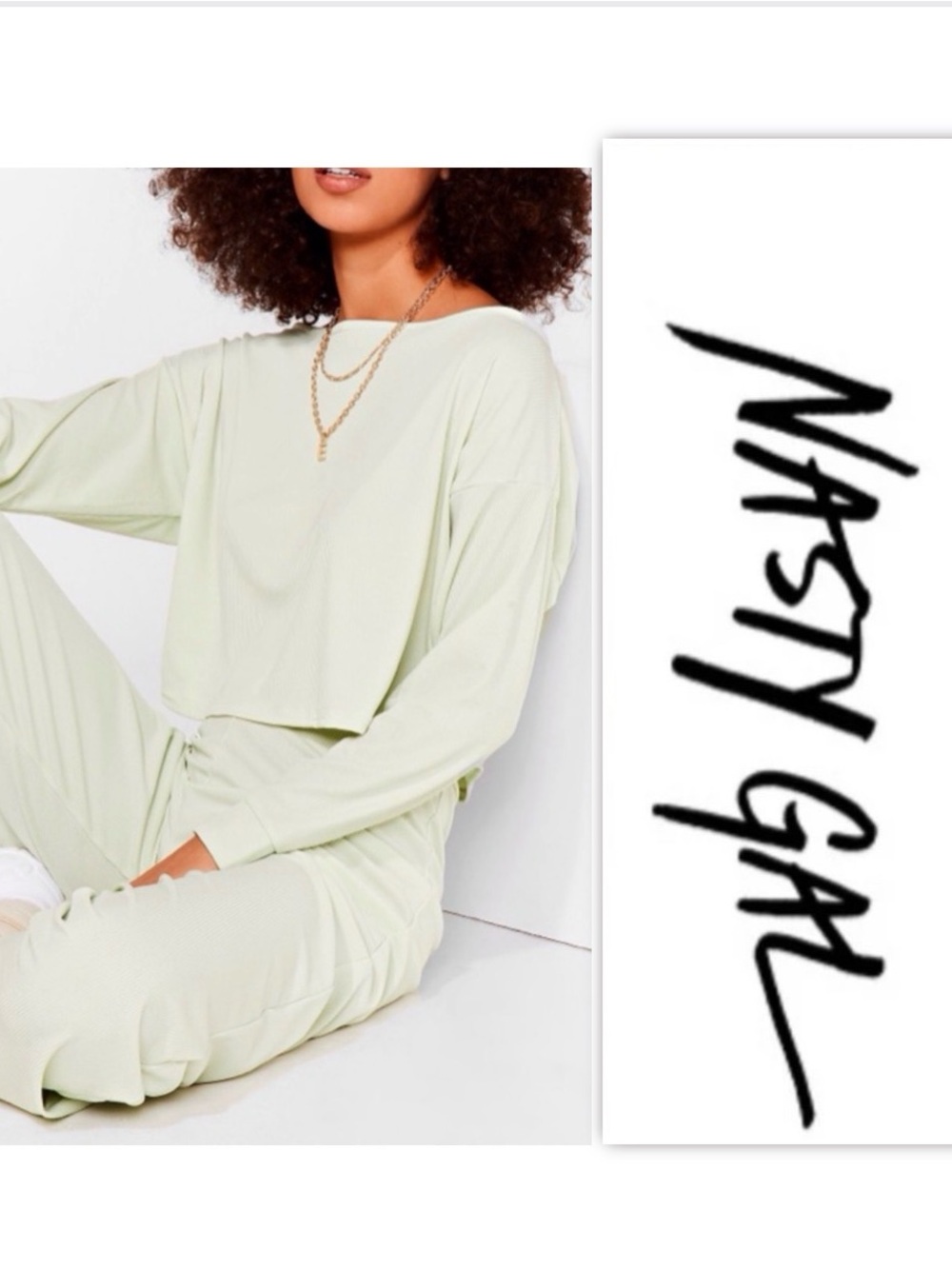 Nasty Gal Sage Two Piece Lounge Pants Set